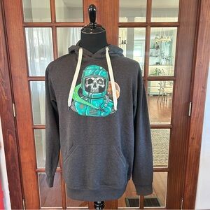 Charcoal Hoodie with Astronaut Skull Design
